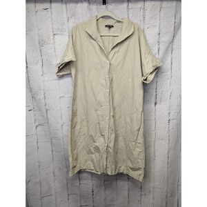 Kal Rieman Beige Cotton Nylon Blend Kimono Shirt Dress‎ With Pockets XL